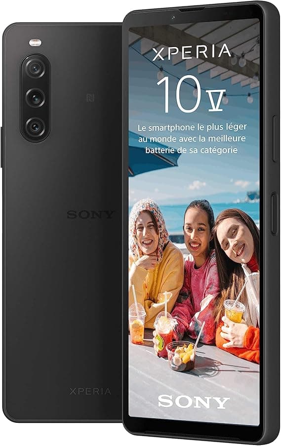 Sony Xperia 10 V - Smartphone Android, Téléphone Portable 6,1 Pouces 21:9 OLED - Triple Objectif - Prise Audio 3,5 mm - Android 13-6 Go de RAM - 128 Go de Stockage - Indice IP65/6 - Noir