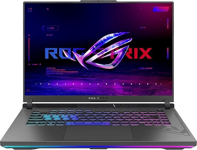 ASUS ROG STRIX-G16-G614JI-N3203W PC Portable Gamer 16'' FHD+ 165 Hz (Core i9-13980HX, RTX 4070 8 Go TGP 140W, 16 Go RAM DDR5, 1 To SSD) Windows 11 Clavier AZERTY Rétroéclairé RGB 4-Zone